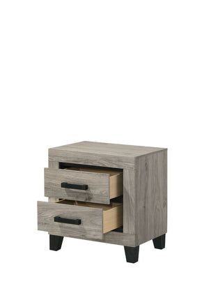 English Elm Mari Two Drawer Rubberwood Nightstand in Light Gray for Modern Bedroom Storage B2756P493479