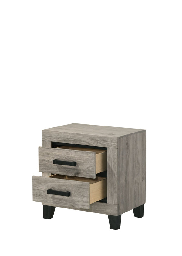 English Elm Mari Two Drawer Rubberwood Nightstand in Light Gray for Modern Bedroom Storage B2756P493479