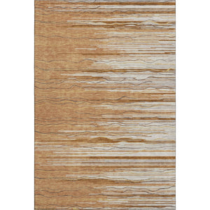 HomeRoots 5' X 8' Washable Area Rug in Rust, Ivory & Gold Stripes - UV Protected, Stain Resistant, Durable Design 678403