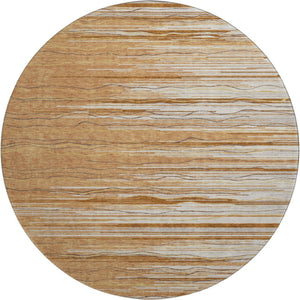 HomeRoots 8' Washable Round Rug in Rust, Ivory & Gold Stripes – UV Protected, Stain Resistant, Durable Design 678404