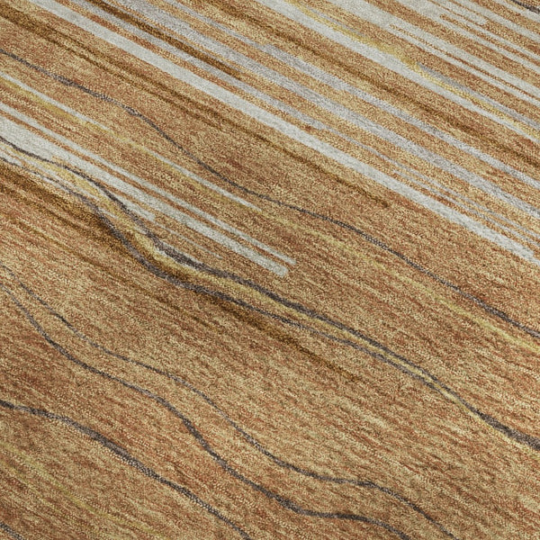 HomeRoots 8' X 10' Washable Area Rug with Rust, Ivory & Gold Stripes - Durable, UV-Protected for High-Traffic Homes 678405