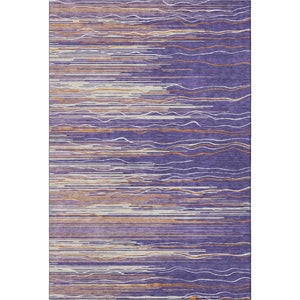 HomeRoots 8' X 10' Striped Washable Area Rug in Vibrant Purple, Orange & Ivory - UV Protected & Easy Care! 678411