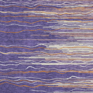 HomeRoots 9' X 12' Washable Striped Area Rug in Purple, Orange & Ivory – UV Protected, Stain Resistant & Durable! 678412