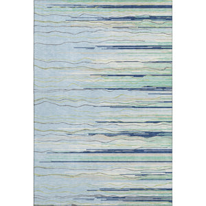 HomeRoots 10' X 14' Striped Area Rug in Sky Blue, Olive Green & Ivory - Washable, UV-Protected & Stain-Resistant! 678419