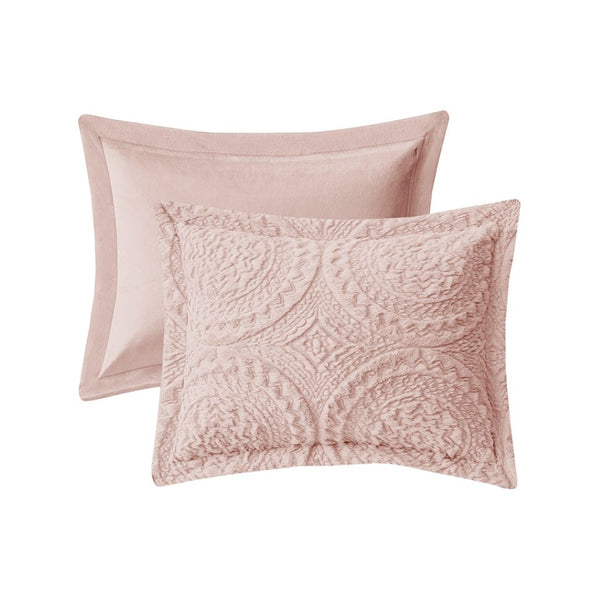 HomeRoots Set of Three Blush Medallion Queen Bedding Set - Elegant Comforter with Stylish Shams for Your Retreat 678429