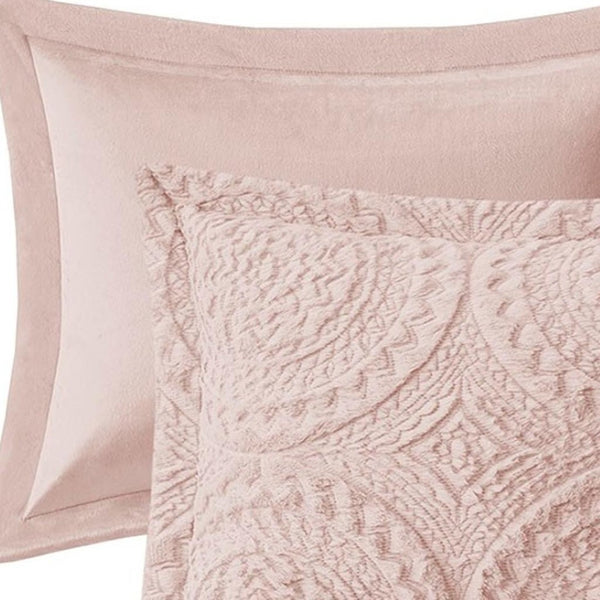 HomeRoots Set of Three Blush Medallion Queen Bedding Set - Elegant Comforter with Stylish Shams for Your Retreat 678429