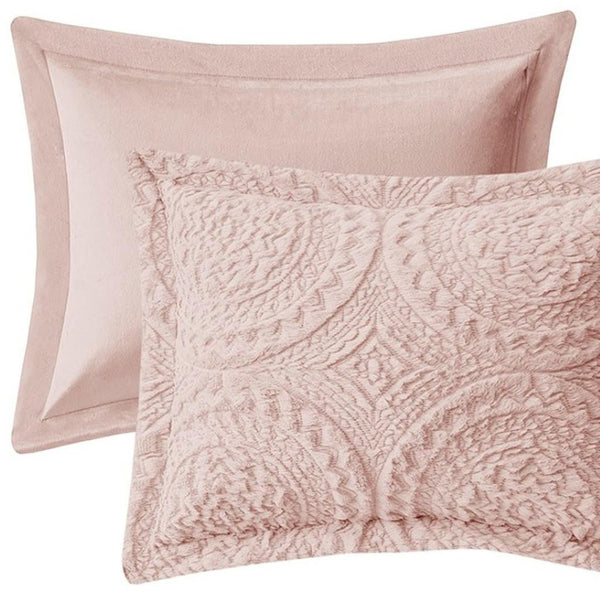 HomeRoots Set of Three Blush Medallion Queen Bedding Set - Elegant Comforter with Stylish Shams for Your Retreat 678429