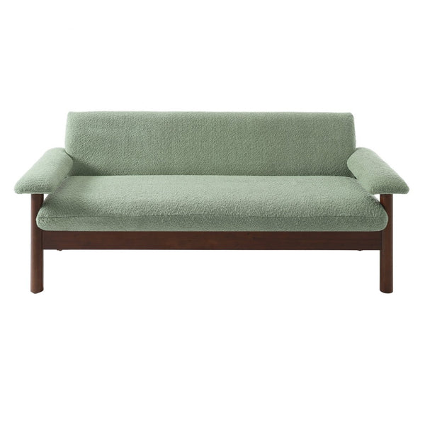 English Elm Modern Berber Fleece 2 Seat Loveseat Rubberwood Base Plush Armrest Couch for Apartments Green N763S000050F