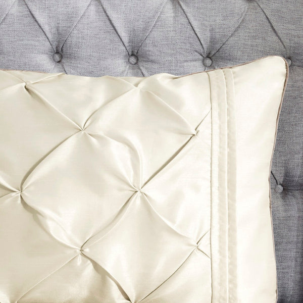 HomeRoots Set of Seven Ivory Bedding Collection - Luxurious Queen Comforter and Shams for Stylish Sleep Space 678440