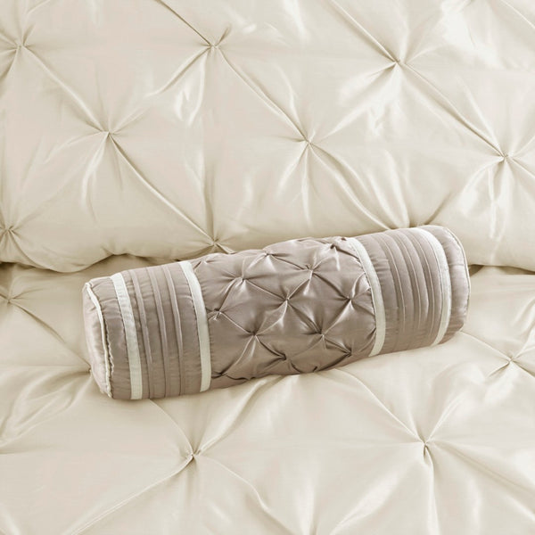 HomeRoots Set of Seven Ivory Bedding Collection - Luxurious Queen Comforter and Shams for Stylish Sleep Space 678440