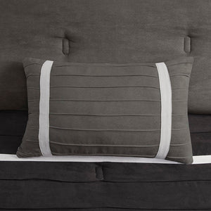 HomeRoots Set of Seven Black King Bedding Ensemble - Luxurious Polyester Comforter with Textured Shams 678442