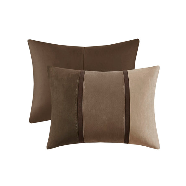 HomeRoots Set of Seven Brown King Comforter & Sham Ensemble - Mid-Century Style, Soft, Breathable Durability 678443