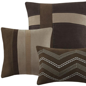 HomeRoots Set of Seven Brown King Comforter & Sham Ensemble - Mid-Century Style, Soft, Breathable Durability 678443