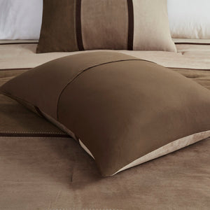HomeRoots Set of Seven Brown King Comforter & Sham Ensemble - Mid-Century Style, Soft, Breathable Durability 678443