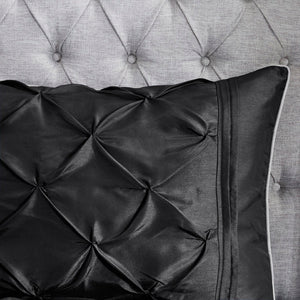 HomeRoots Set of Seven Black King Bedding Ensemble - Mid-Century Modern Comforter with Ring Stitch Design 678449