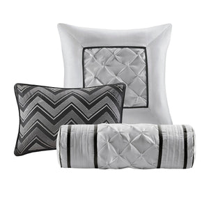 HomeRoots Set of Seven Black King Bedding Ensemble - Mid-Century Modern Comforter with Ring Stitch Design 678449