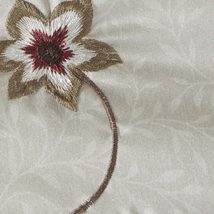 HomeRoots Set of Seven Mid-Century Floral King Comforter & Shams - Red, Brown, Ivory - Soft Polyester Bedding 678450