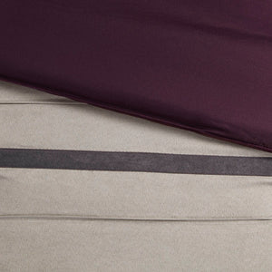 HomeRoots Set of Seven Striped Purple and Gray King Comforter & Sham Collection for Modern Bedroom Style 678451