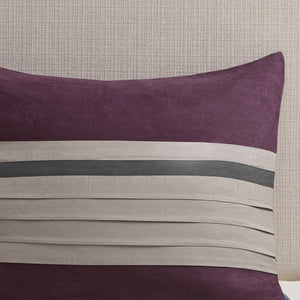 HomeRoots Set of Seven Striped Purple and Gray King Comforter & Sham Collection for Modern Bedroom Style 678451