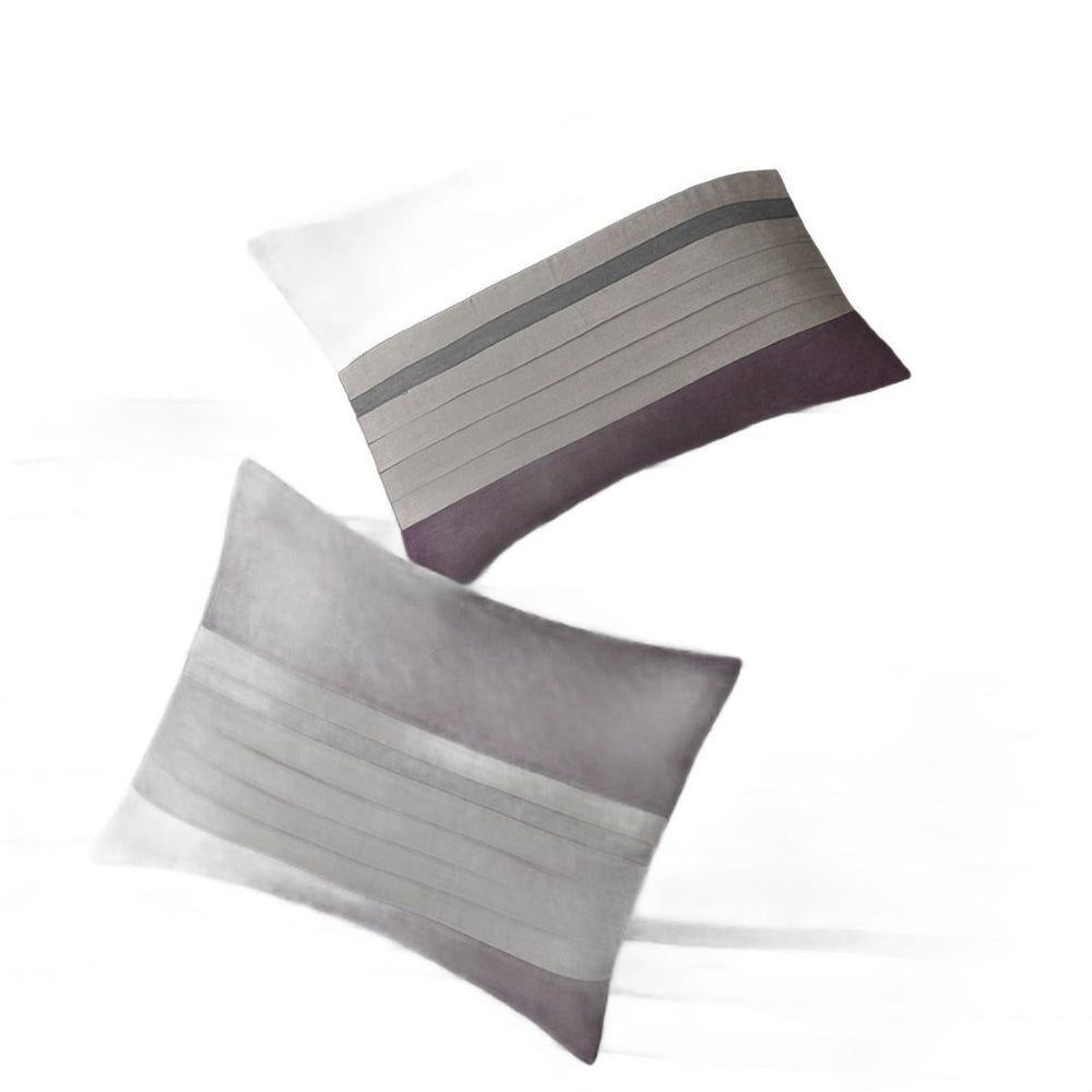 HomeRoots Set of Seven Stylish Purple and Gray Striped King Bedding Ensemble with Soft 400-Thread Count Comforter 678452