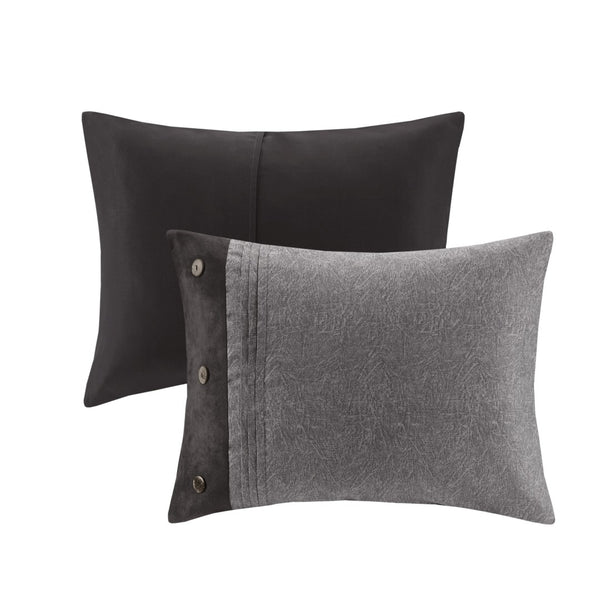 HomeRoots Set of Seven Gray King Bedding Ensemble – Soft 400-Thread-Count Polyester for Ultimate Comfort 678453