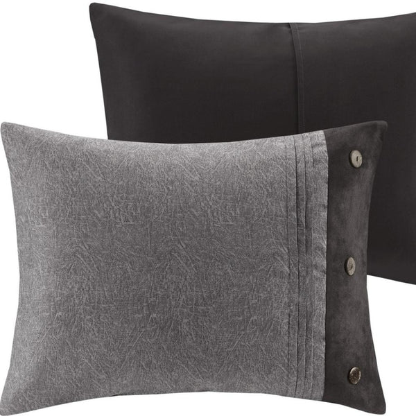 HomeRoots Set of Seven Gray King Bedding Ensemble – Soft 400-Thread-Count Polyester for Ultimate Comfort 678453