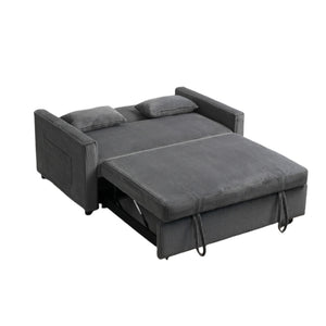 English Elm Futon 3-in-1 Corduroy Sofa Bed with Adjustable Backrest, Pull-Out Sleeper and Storage Pocket Grey W3138P281698