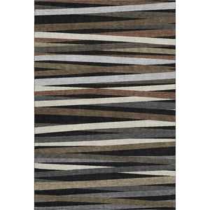 HomeRoots 5' X 8' Black, Brown & Ivory Striped Washable Area Rug – Durable, UV-Protected & Stylish for Any Room 678462