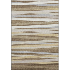 HomeRoots 9' Brown Taupe & Beige Striped Washable Area Rug - UV Protected, Durable, Family-Friendly Design 678477