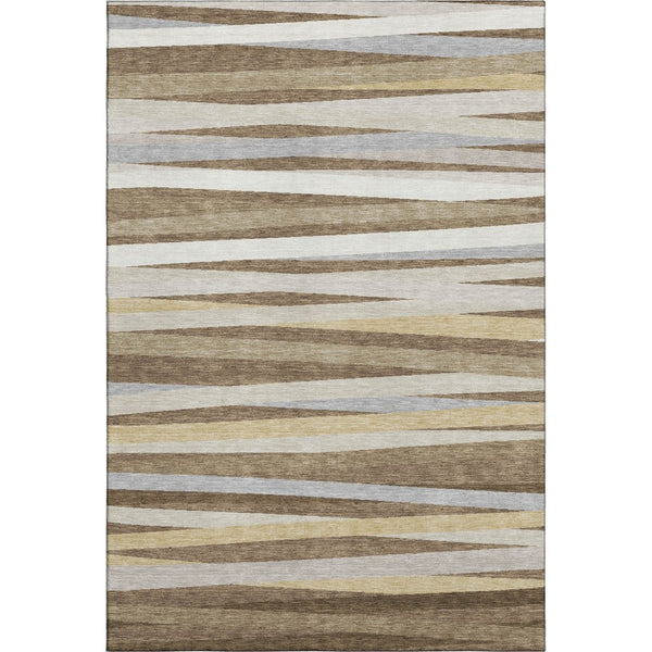 HomeRoots 9' Brown Taupe & Beige Striped Washable Area Rug - UV Protected, Durable, Family-Friendly Design 678477