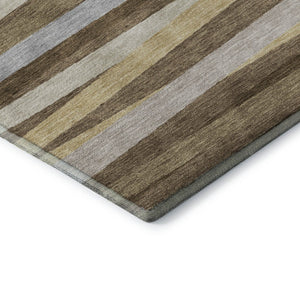 HomeRoots 9' Brown Taupe & Beige Striped Washable Area Rug - UV Protected, Durable, Family-Friendly Design 678477