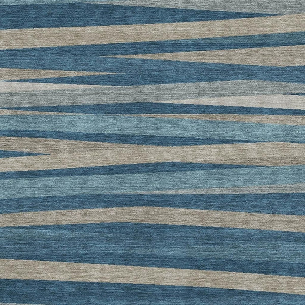 HomeRoots 5' X 8' Denim Blue Striped Area Rug - Stain Resistant, UV Protected, Perfect for High-Traffic Spaces 678480