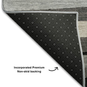HomeRoots 10' Striped Washable Area Rug in Gray, Silver & Beige - UV Protected, Durable & Easy-Care Design! 678490