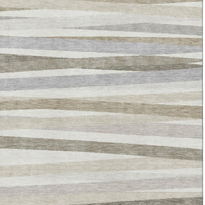 HomeRoots 5' X 8' Washable Ivory Beige Taupe Striped Area Rug - UV Protected, Stain Resistant, & Family-Friendly 678492