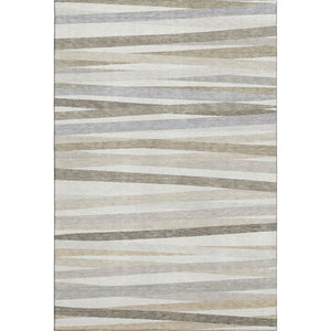 HomeRoots 9' X 12' Striped Ivory Beige Taupe Washable Area Rug – Durable, UV Protected & Easy Care Design 678495