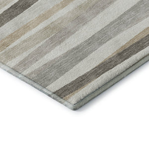 HomeRoots 9' X 12' Striped Ivory Beige Taupe Washable Area Rug – Durable, UV Protected & Easy Care Design 678495