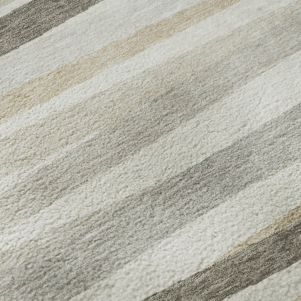 HomeRoots 9' X 12' Striped Ivory Beige Taupe Washable Area Rug – Durable, UV Protected & Easy Care Design 678495