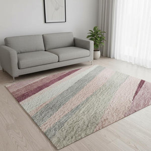 HomeRoots 5' X 8' Pink Ivory Blush Striped Washable Area Rug – Stylish, Durable, UV Protected for Any Room 678510