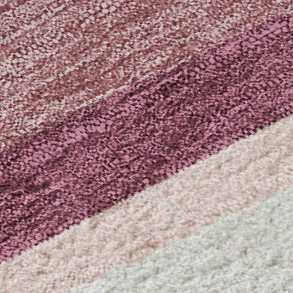 HomeRoots 5' X 8' Pink Ivory Blush Striped Washable Area Rug – Stylish, Durable, UV Protected for Any Room 678510