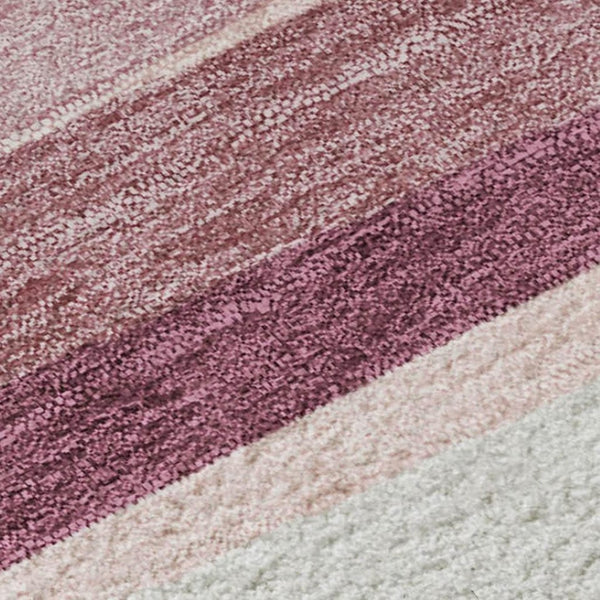 HomeRoots 5' X 8' Pink Ivory Blush Striped Washable Area Rug – Stylish, Durable, UV Protected for Any Room 678510