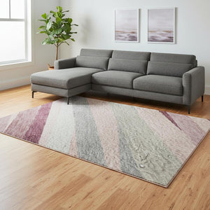 HomeRoots 8' X 10' Striped Washable Area Rug in Soft Pink, Ivory & Blush - UV Protected, Stain Resistant Charm 678512