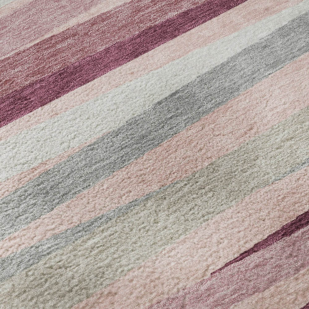HomeRoots 8' X 10' Striped Washable Area Rug in Soft Pink, Ivory & Blush - UV Protected, Stain Resistant Charm 678512