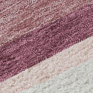 HomeRoots 9' X 12' Washable Pink Ivory Blush Striped Area Rug with UV Protection for Modern High-Traffic Rooms 678513
