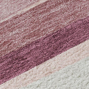 HomeRoots 9' X 12' Washable Pink Ivory Blush Striped Area Rug with UV Protection for Modern High-Traffic Rooms 678513
