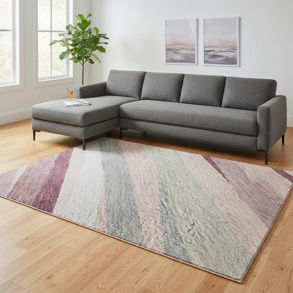 HomeRoots 10' X 14' Pink Ivory Blush Striped Washable Area Rug - UV Protected, Stain Resistant & Stylish Design 678514