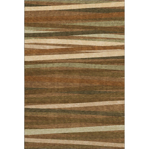 HomeRoots 5' X 8' Rust Brown & Copper Striped Washable Area Rug - UV Protected, Stain Resistant, Durable Design 678516