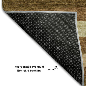 HomeRoots 5' X 8' Rust Brown & Copper Striped Washable Area Rug - UV Protected, Stain Resistant, Durable Design 678516