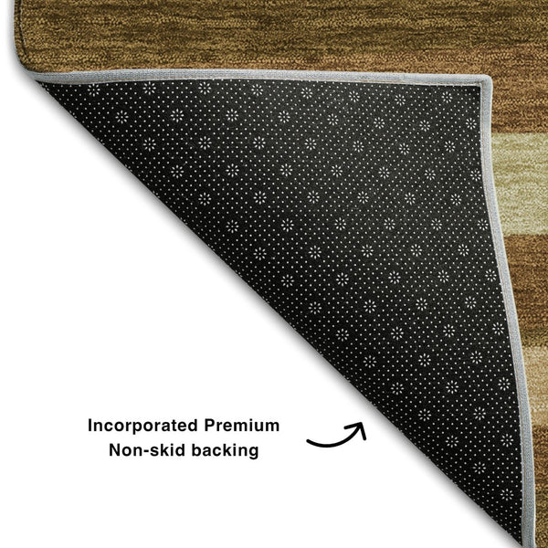 HomeRoots 5' X 8' Rust Brown & Copper Striped Washable Area Rug - UV Protected, Stain Resistant, Durable Design 678516