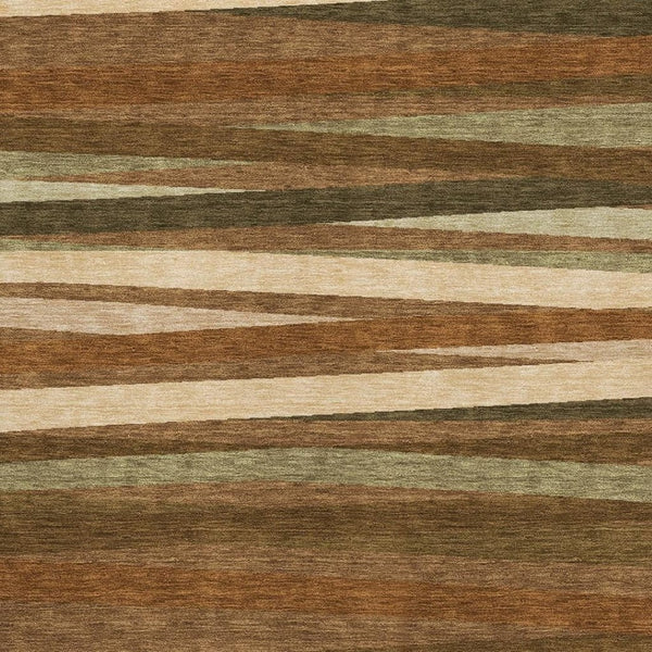 HomeRoots 5' X 8' Rust Brown & Copper Striped Washable Area Rug - UV Protected, Stain Resistant, Durable Design 678516