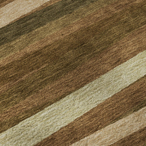 HomeRoots 8' Rust Brown and Copper Striped Round Rug – Durable, Washable, UV Resistant for Stylish Spaces 678517